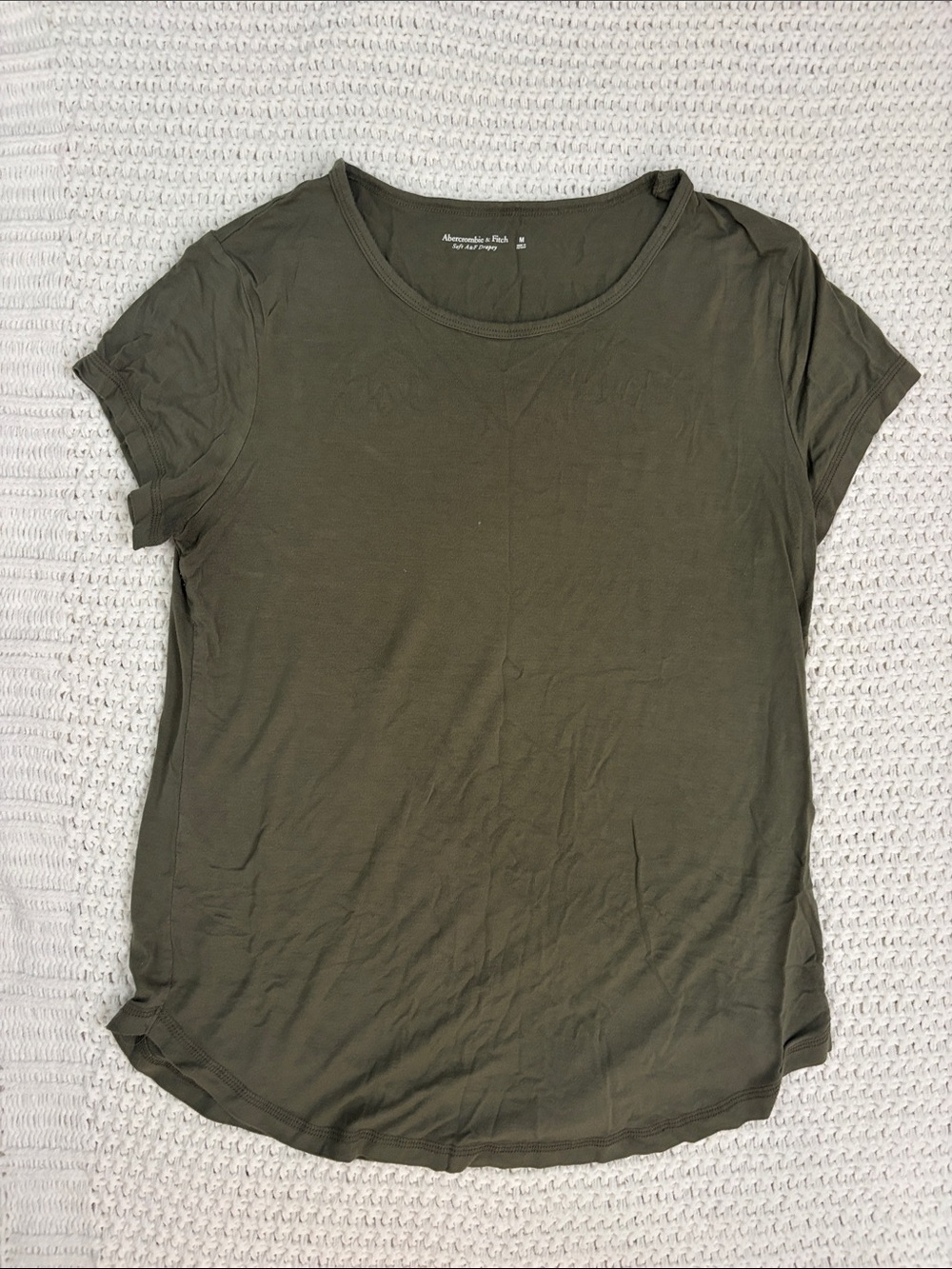 Abercrombie & Fitch Olive Short Sleeve Scoop Neck Tee Soft A&F Drapey